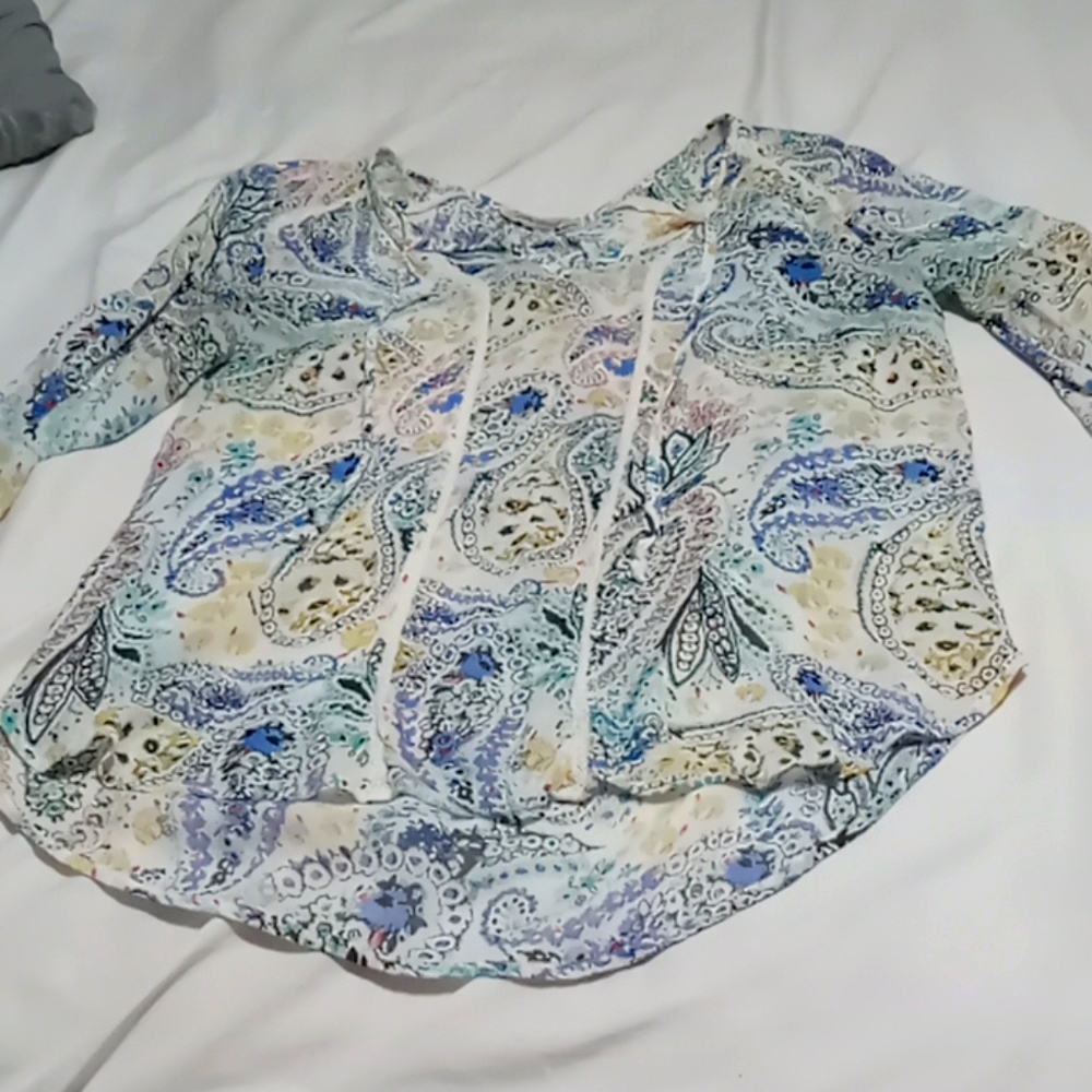 Sheer Printed Blouse medium sleeve